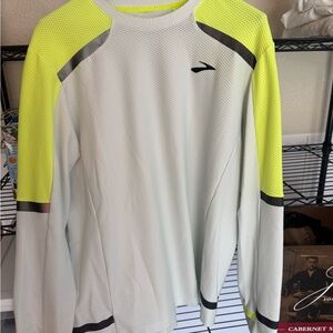 Brooks Reflective White and Neon Yellow Performance Running Shirt
